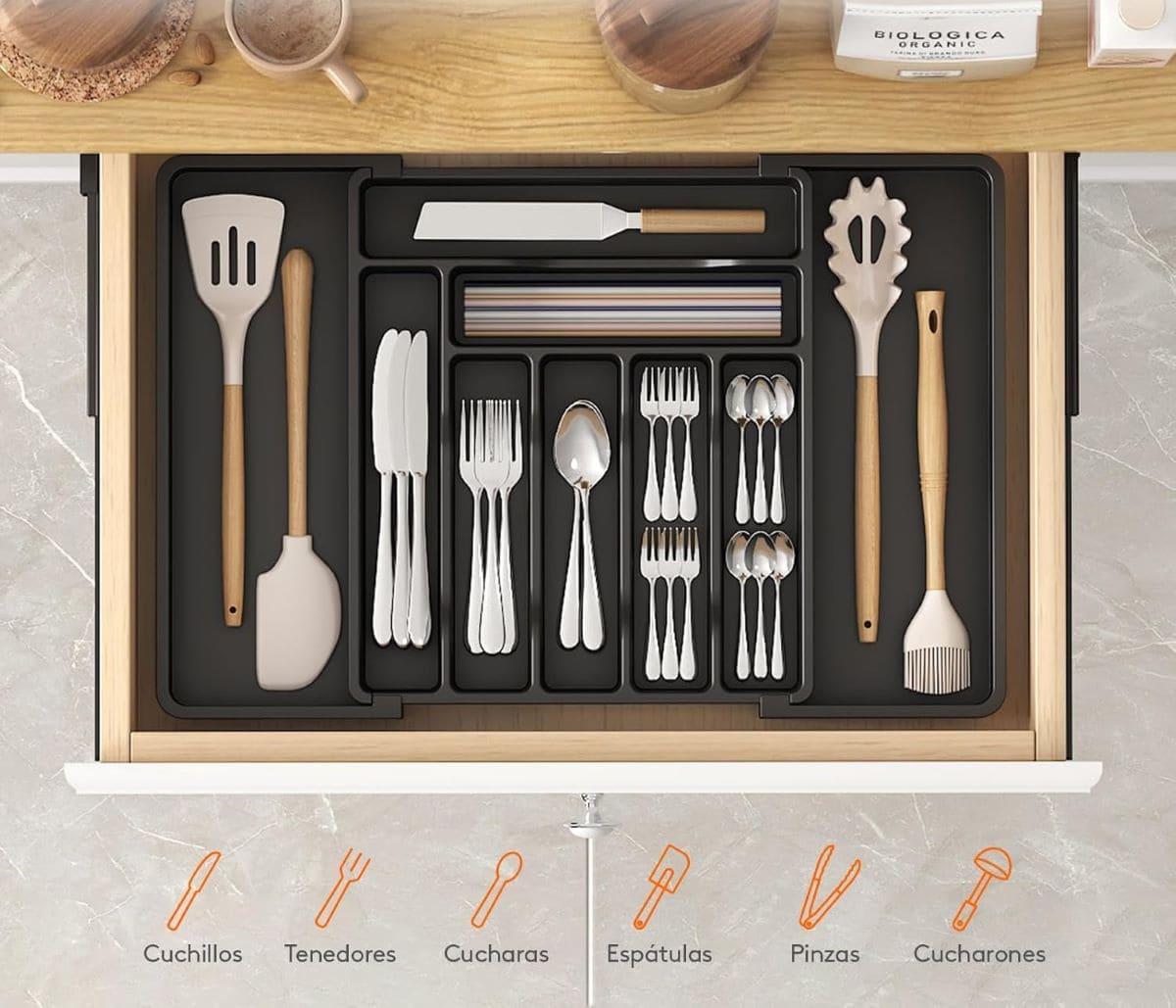Organizador de cubiertos para el cajón, LIFEWIT