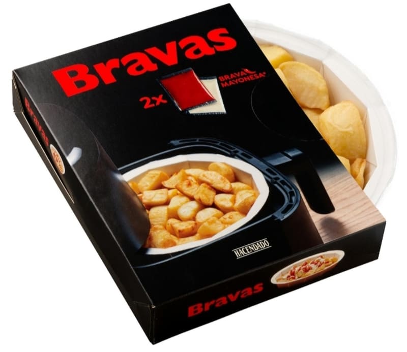 Patatas bravas con mayonesa y salsa picante Hacendado