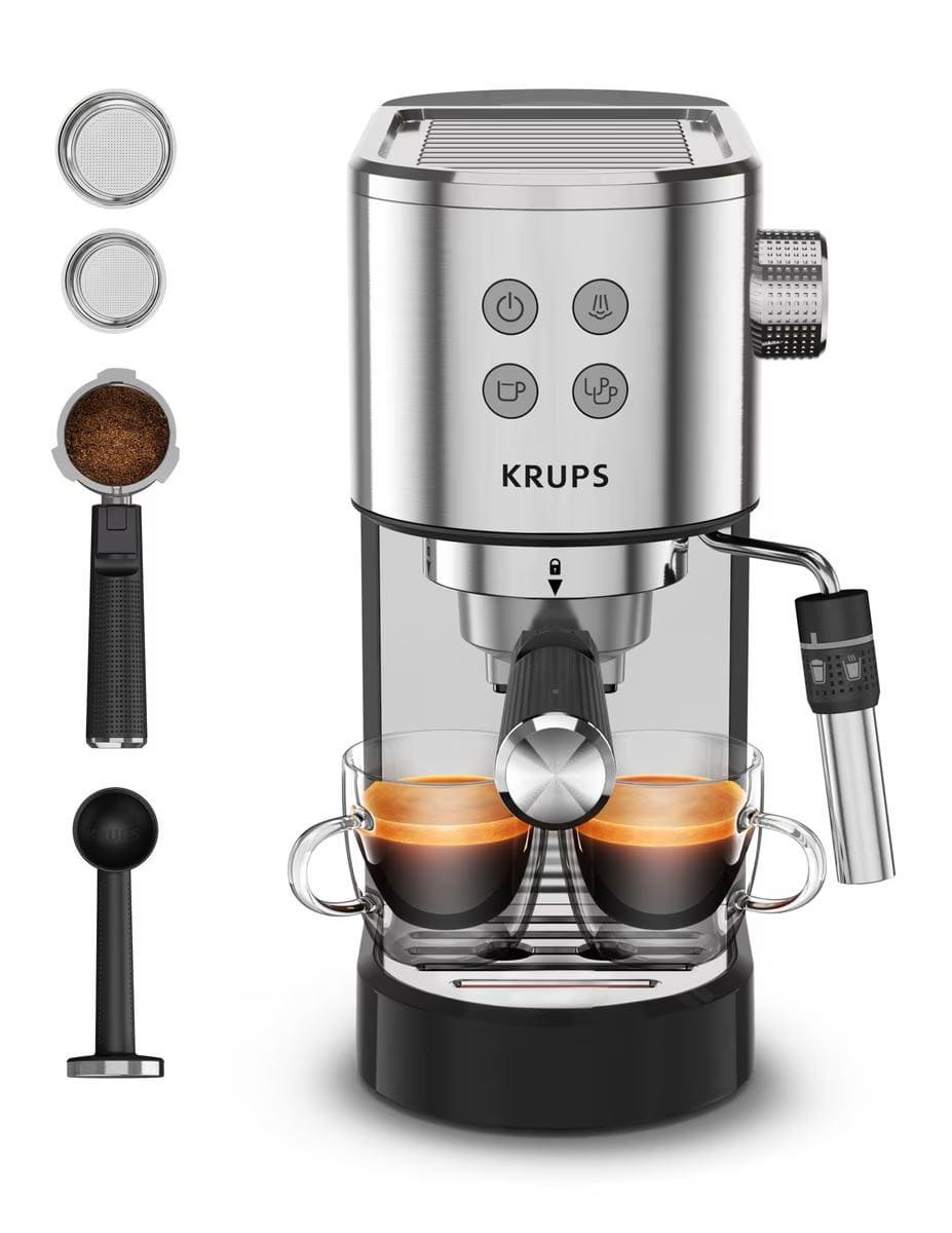 Cafetera espresso manual Krups XP444C con vaporizador de leche