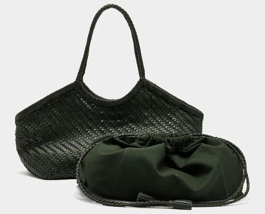 Bolso de hombro estilo shopper de piel trenzada con neceser extraíble en liso