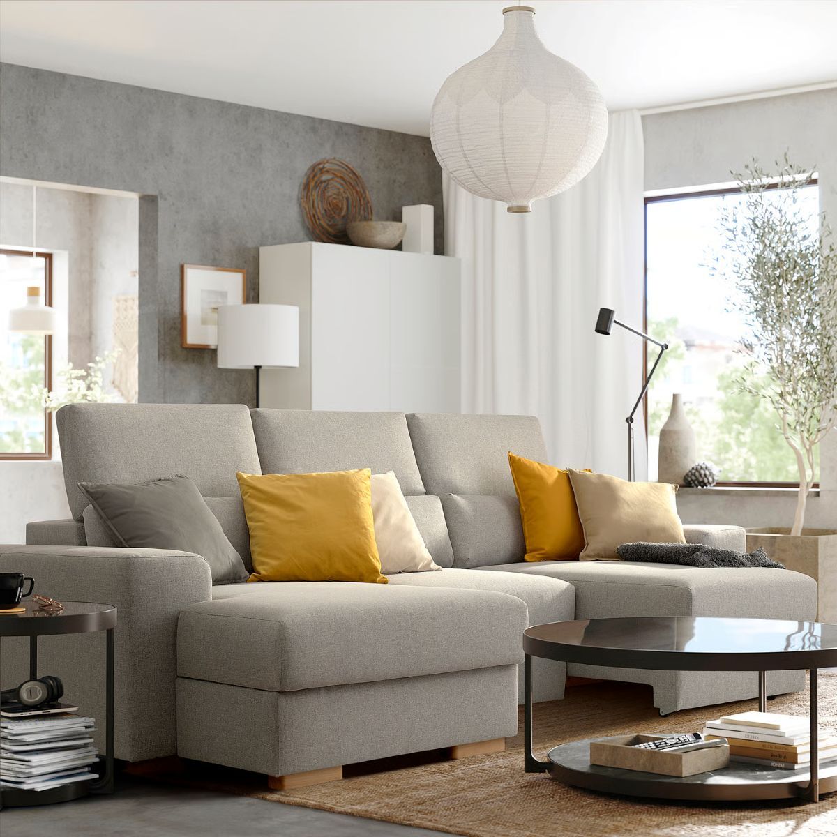 Sofá de 3 plazas con chaise longue de la serie ISTABY de Ikea