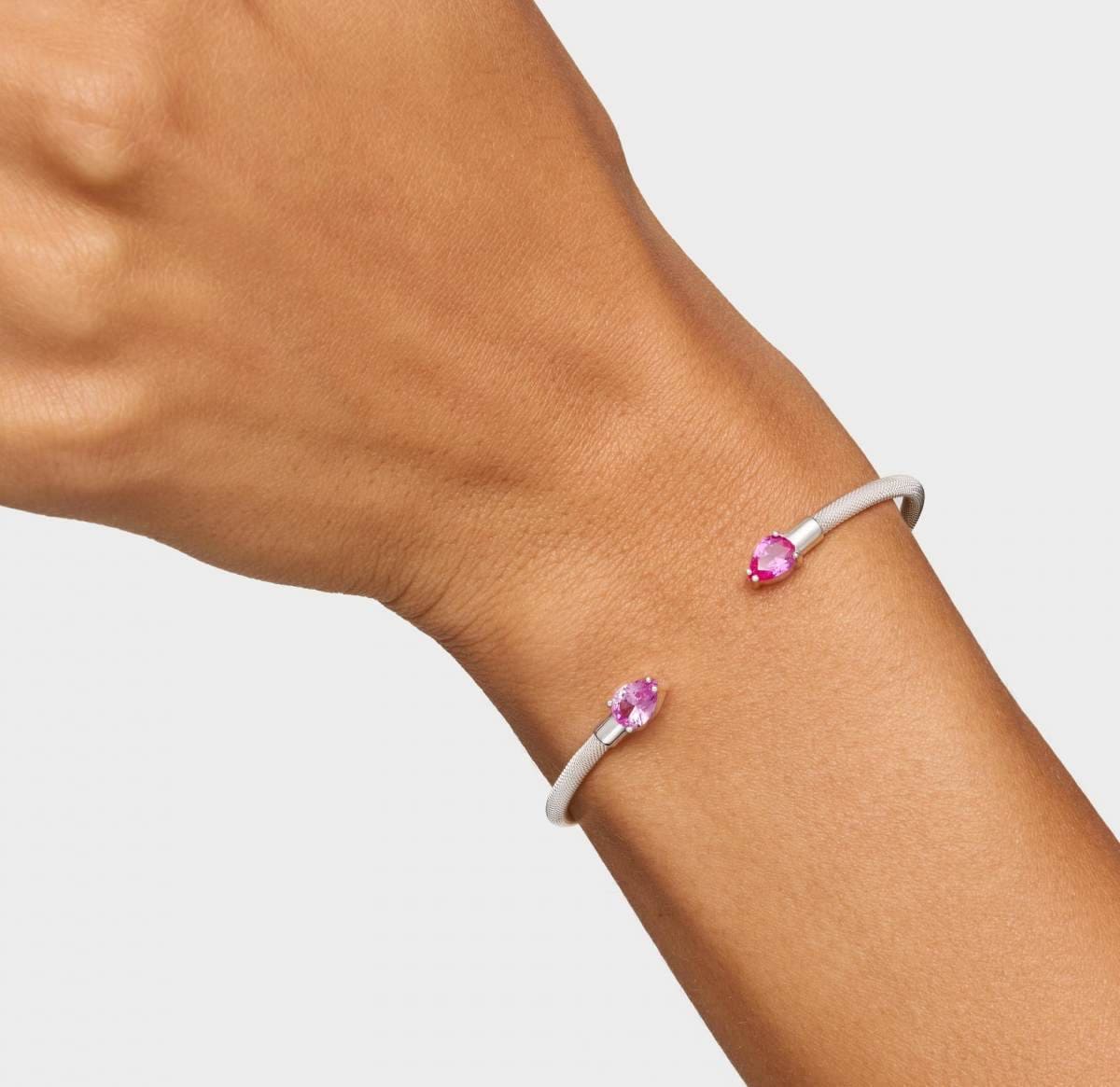 Pulsera esclava de plata y gemas creadas en laboratorio TOUS Mesh LGG