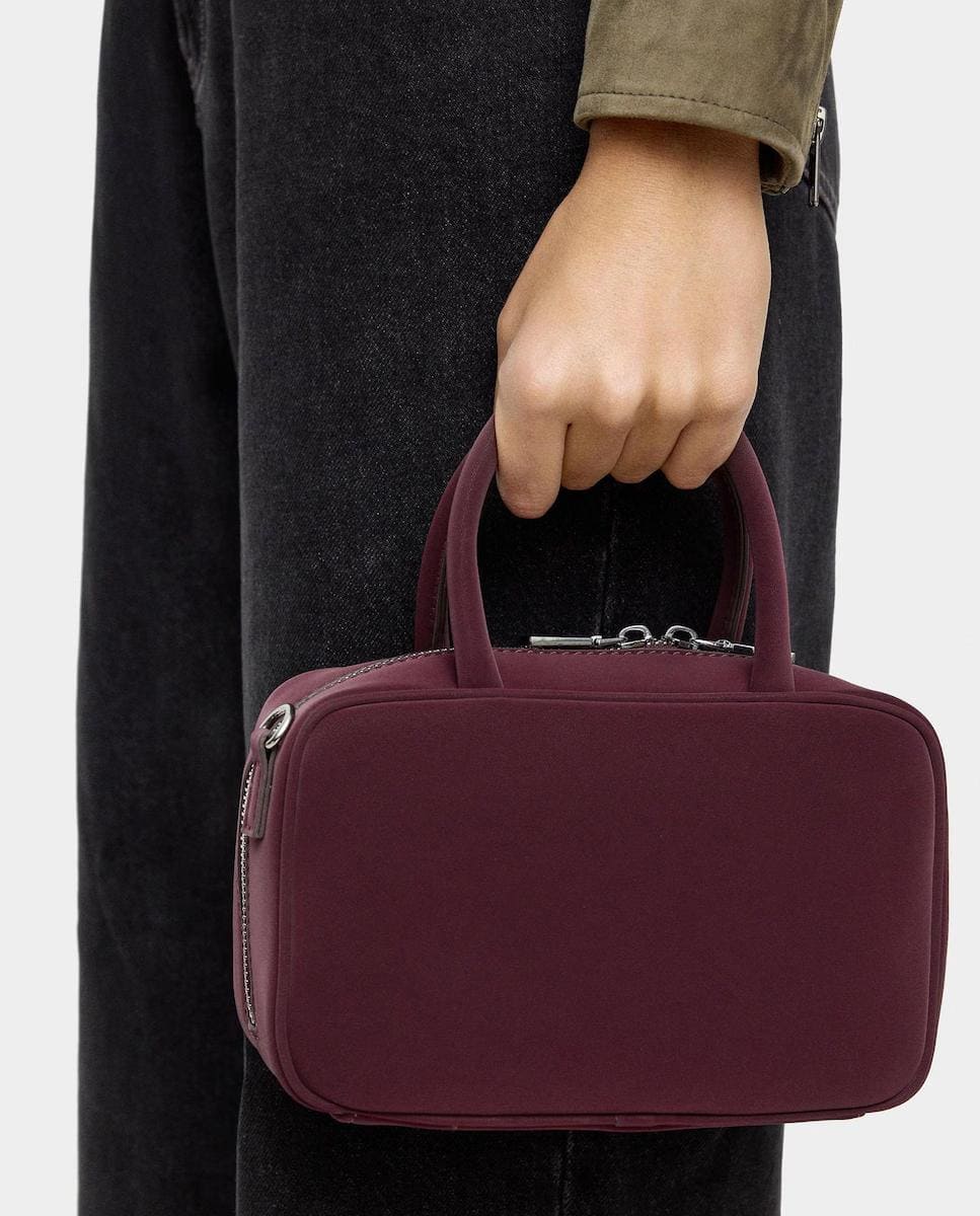 Bolso de mano multiposición estilo bowling con cierre de cremallera en liso