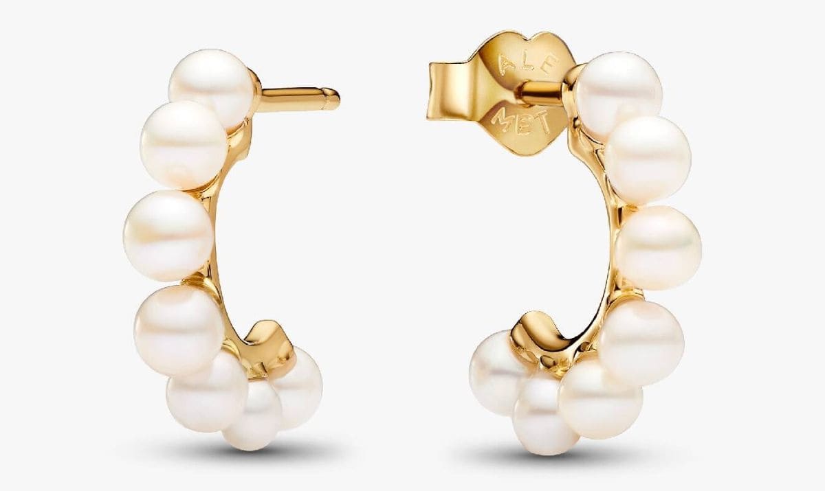 Pendientes de aro abierto perlas cultivadas de agua dulce tratadas de Pandora