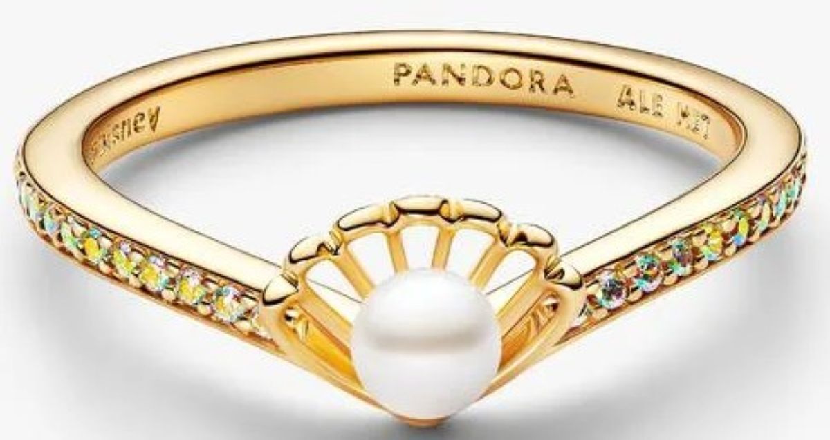 Anillo Perla Concha Princesa Ariel de Disney de Pandora