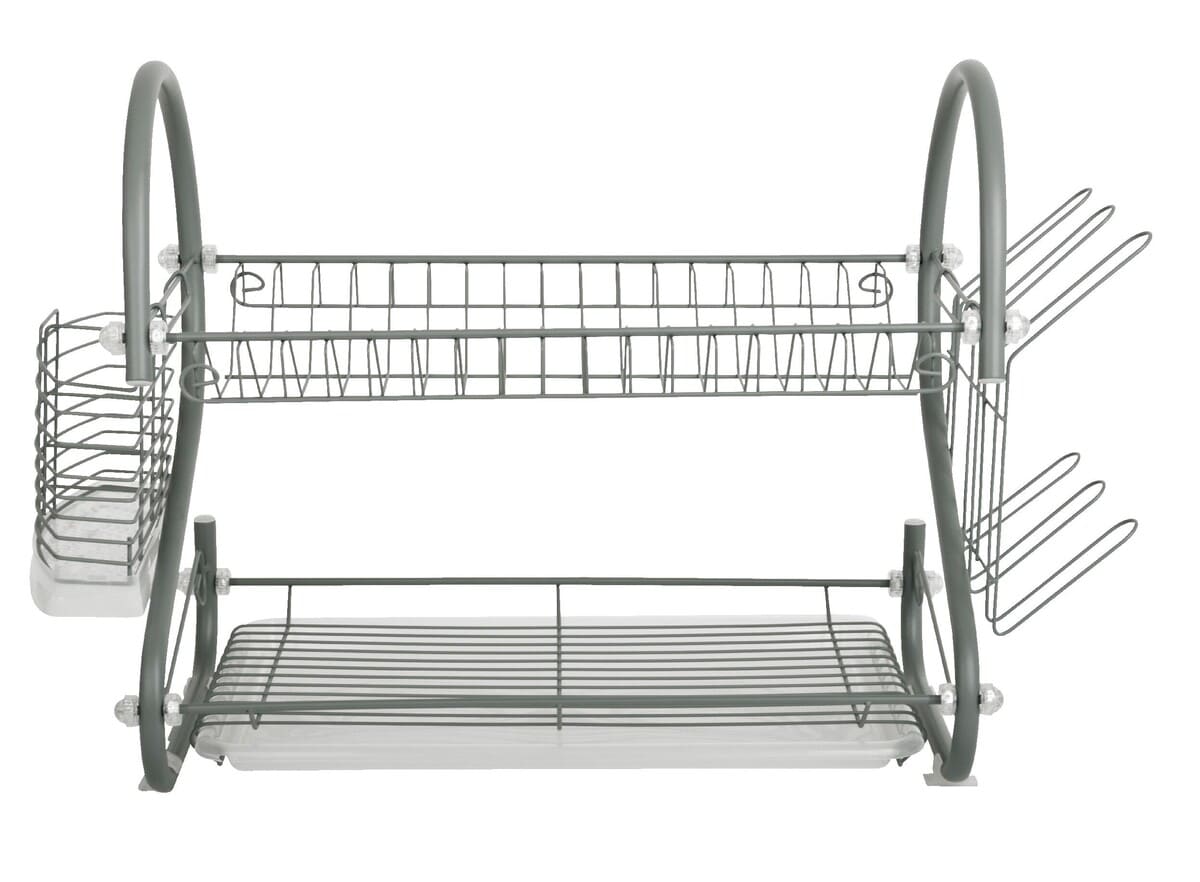 Escurreplatos cisne de 2 pisos cromado, DELINIA