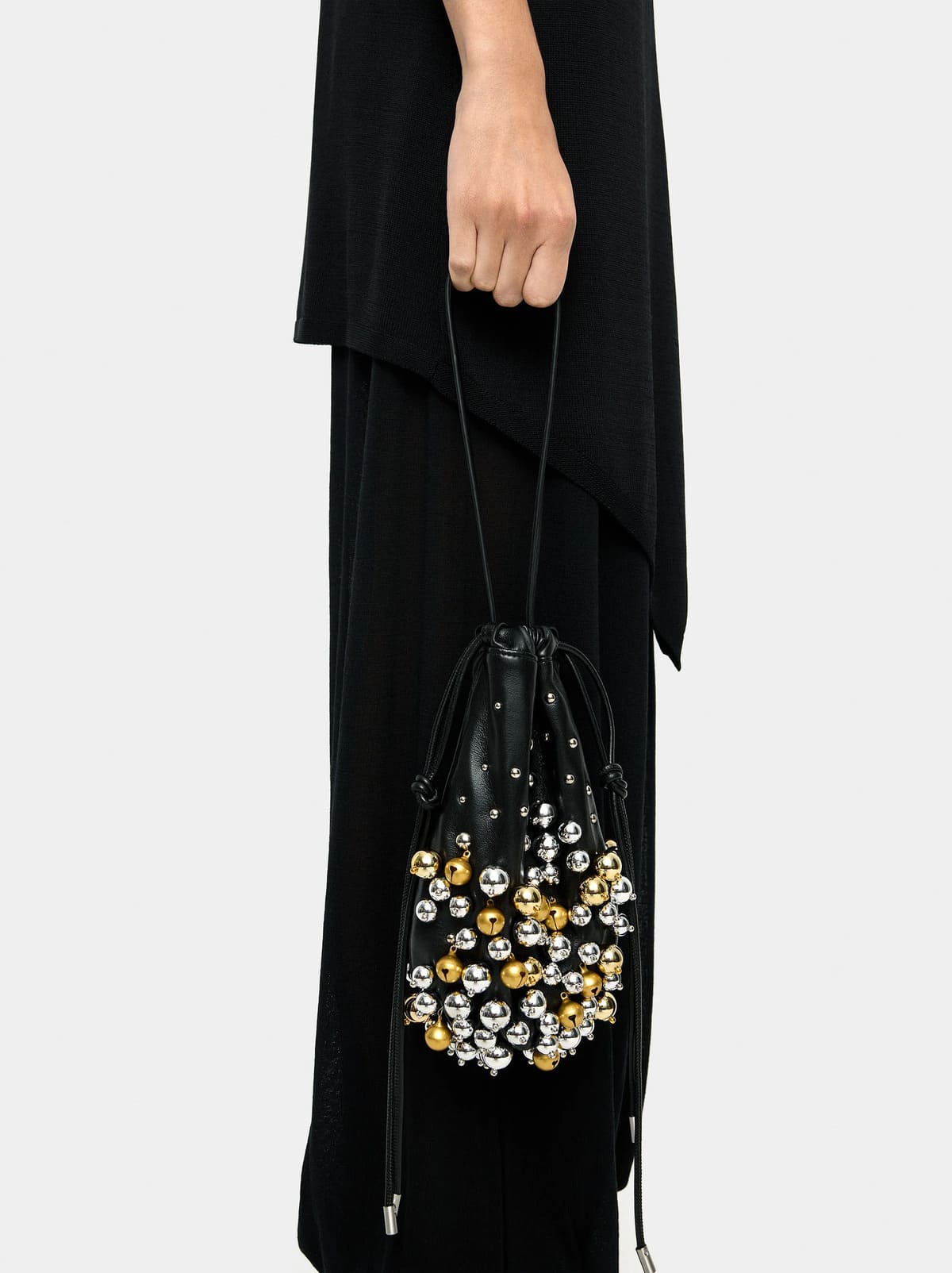 Bolso de fiesta de efecto piel con esferas