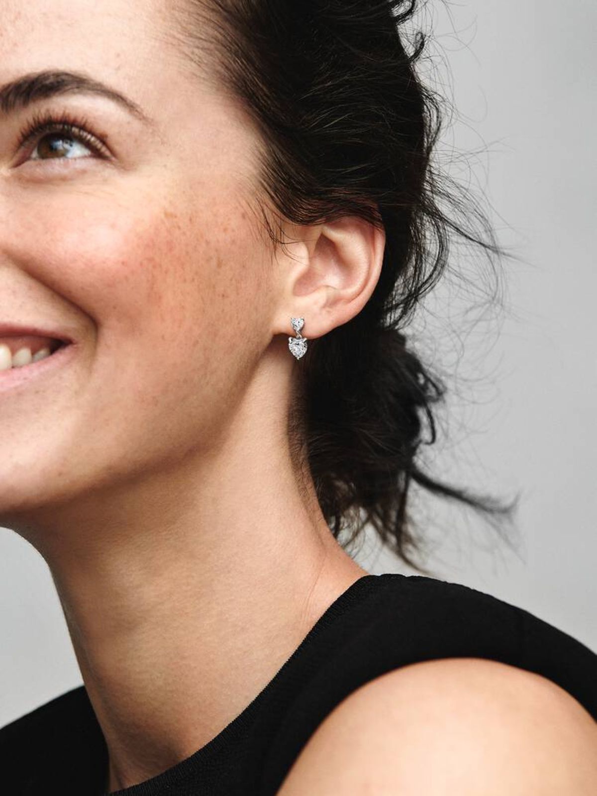 Pendientes de botón Doble Corazón Brillante de Pandora