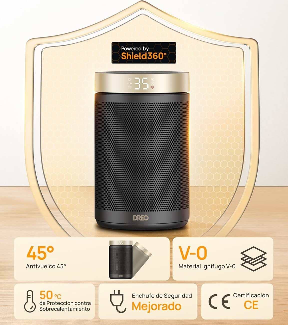 Dreo calefactor bajo consumo cerámico de Amazon