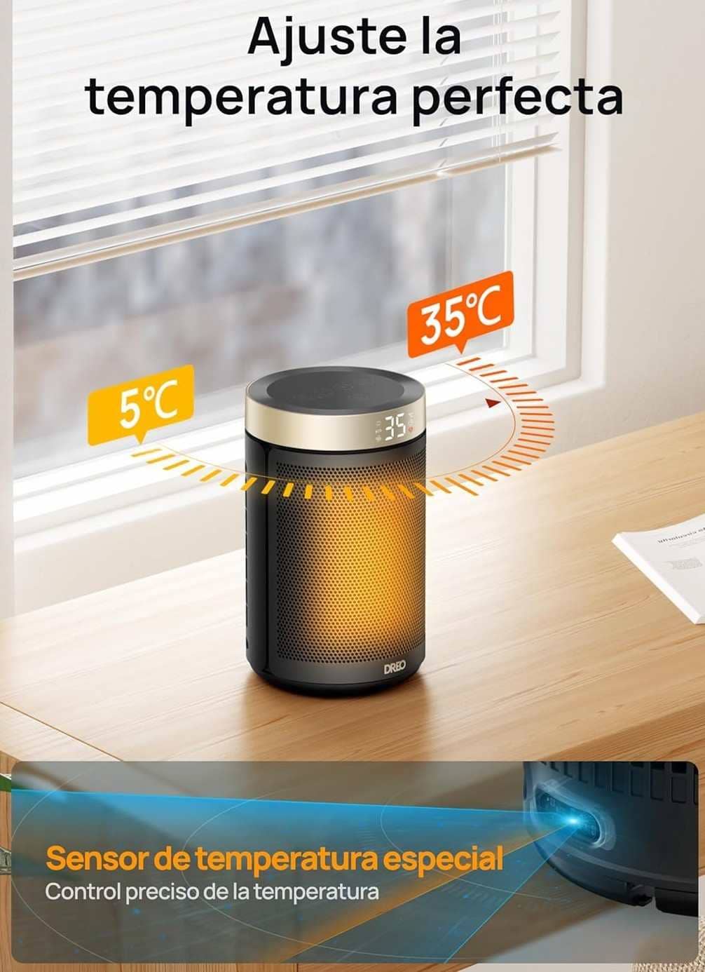Dreo calefactor bajo consumo cerámico de Amazon