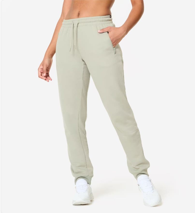 Pantalón jogger fitness verde salvia muletón corte slim en Decathlon