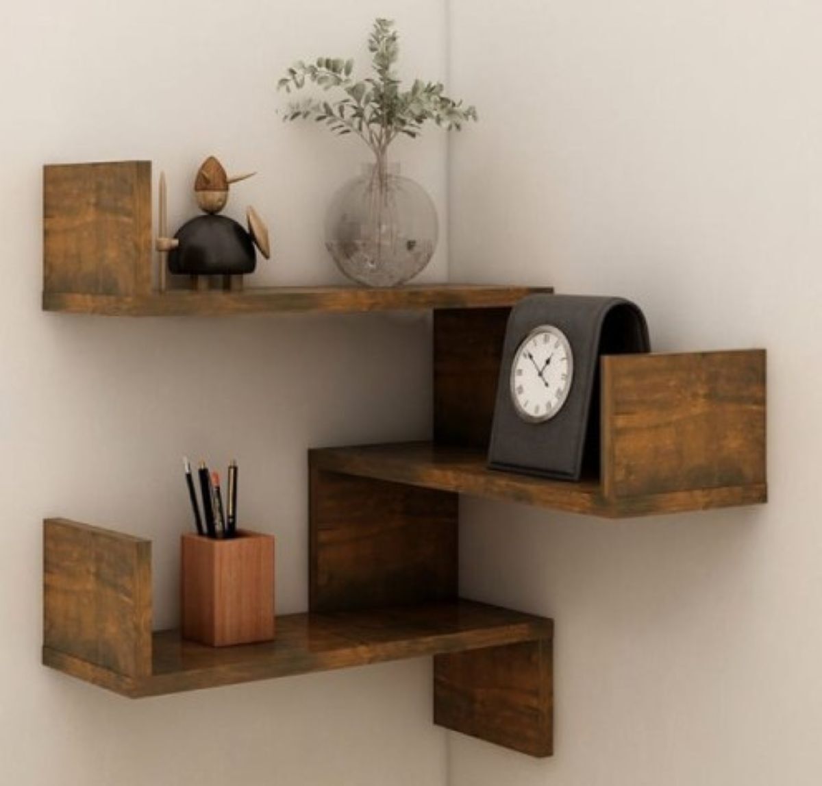 Estantería de esquina de pared roble ahumado Ortily de Leroy Merlin