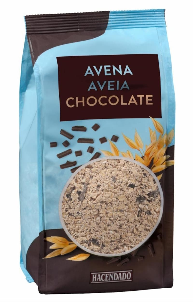 Copos de avena integral con chocolate Hacendado