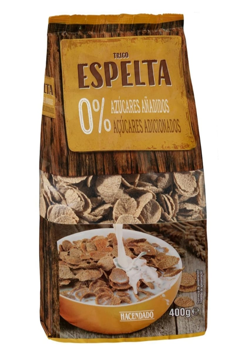 Cereales copos de trigo espelta integral Hacendado 0 azúcares añadidos