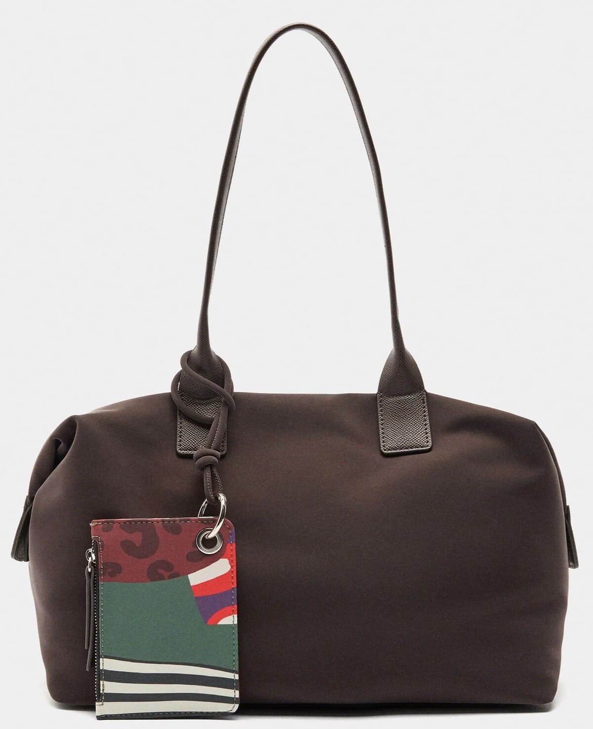 Bolso shopper de textura suave con colgante