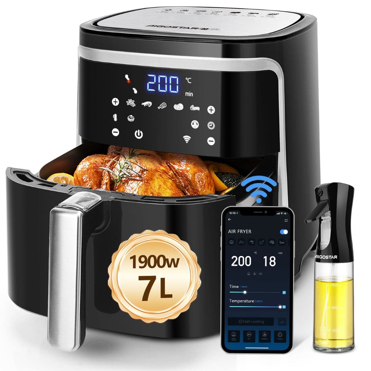 Freidora de aire inteligente de 1900 W Aigostar