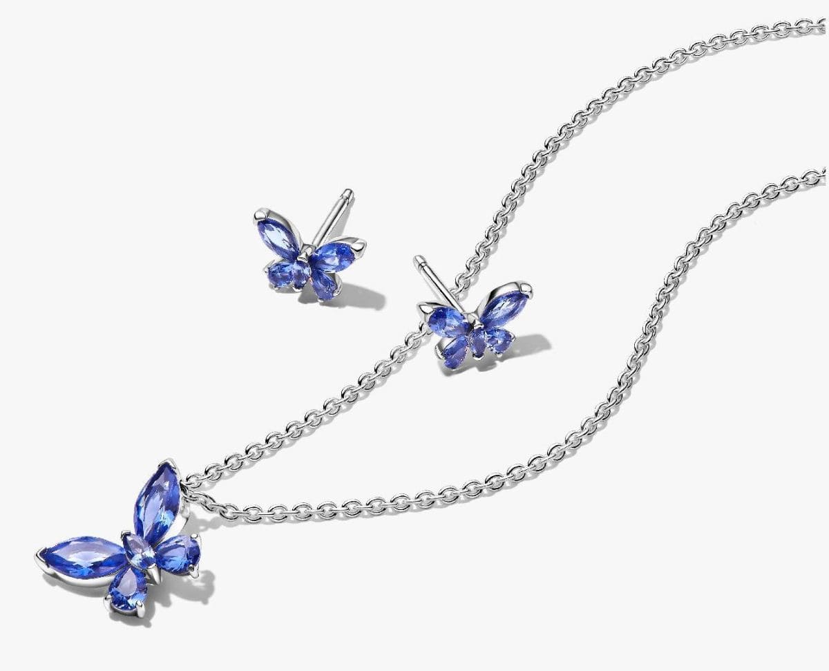 Conjunto de Regalo Collar y Pendientes Mariposa Azul de Pandora