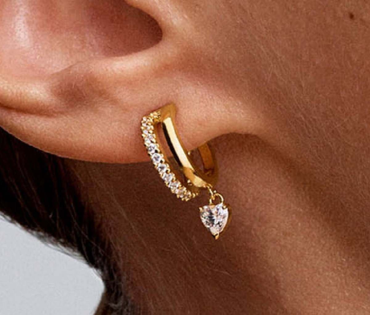 Pendientes de Aro Corazón Colgante de Pandora