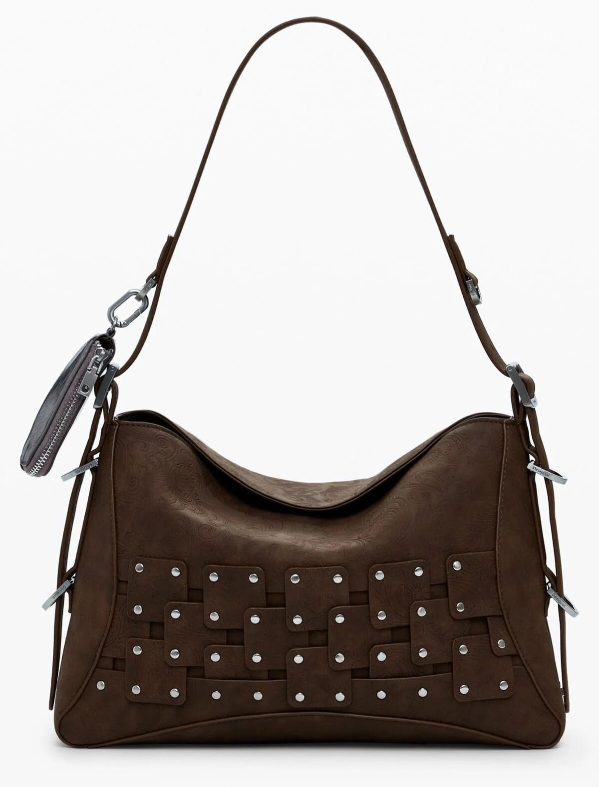 Bolso de mano patch con tachuelas