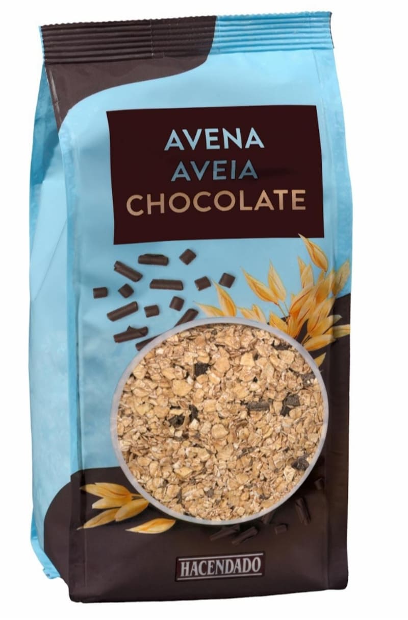 Copos de avena integral con chocolate Hacendado