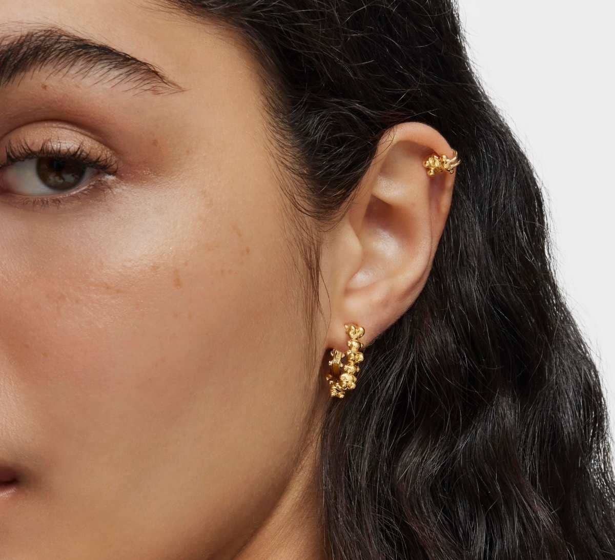 Pendientes de aro con baño de oro 18 kt sobre plata Bold Bear de TOUS