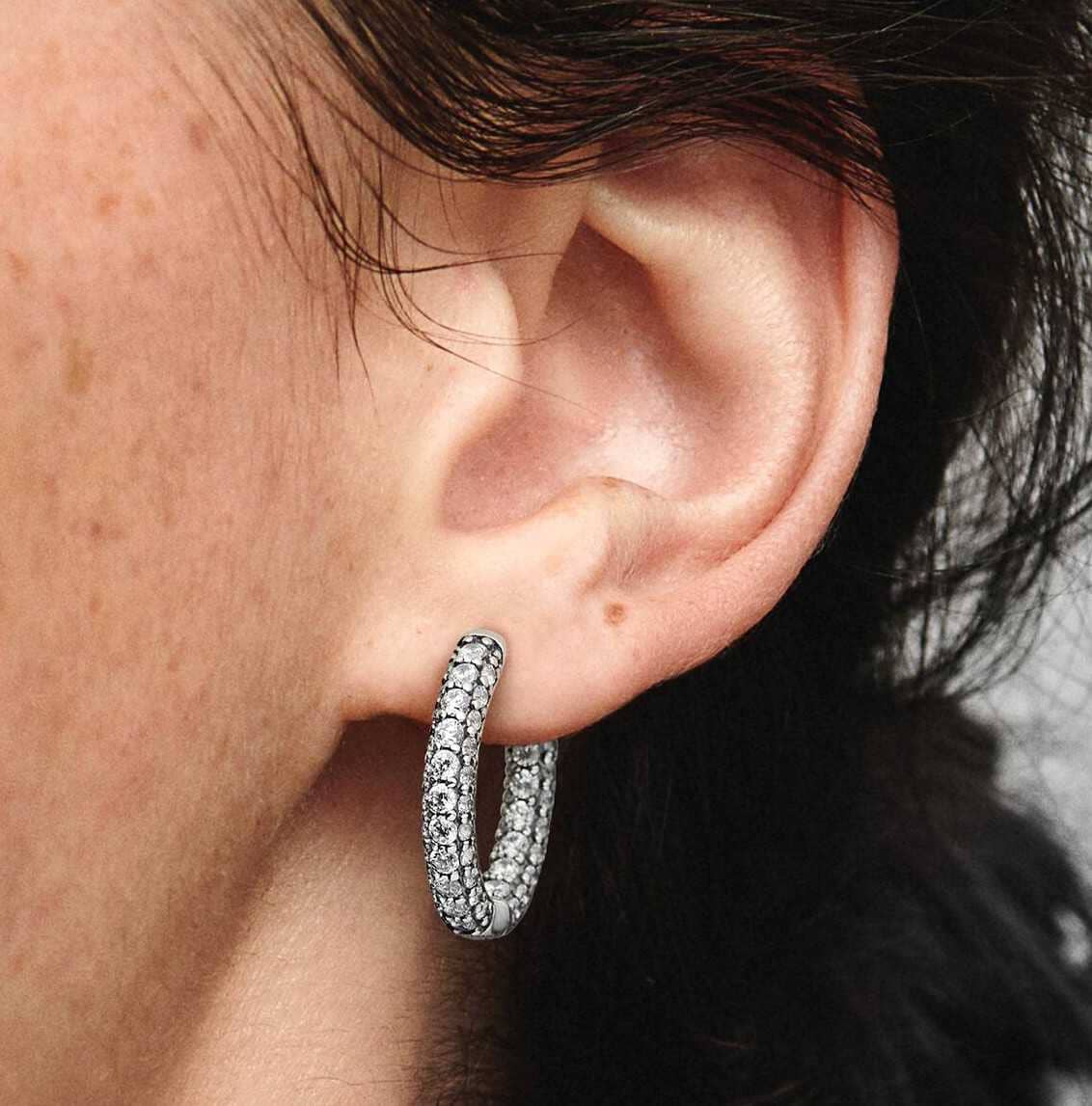 Pendientes de Aro Fila de Pavé de Pandora