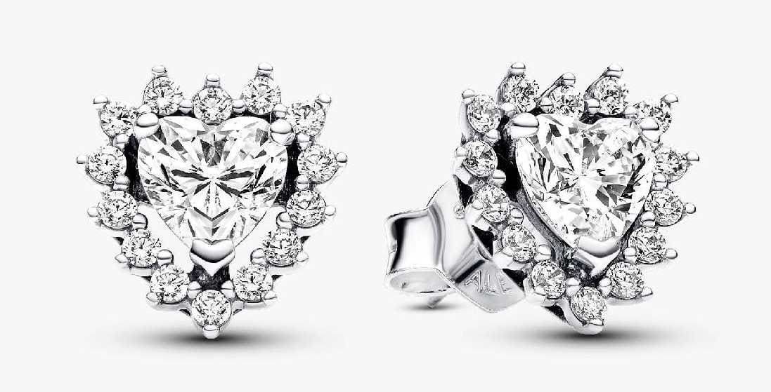 Pendientes de Botón Halo Corazón Brillante de Pandora