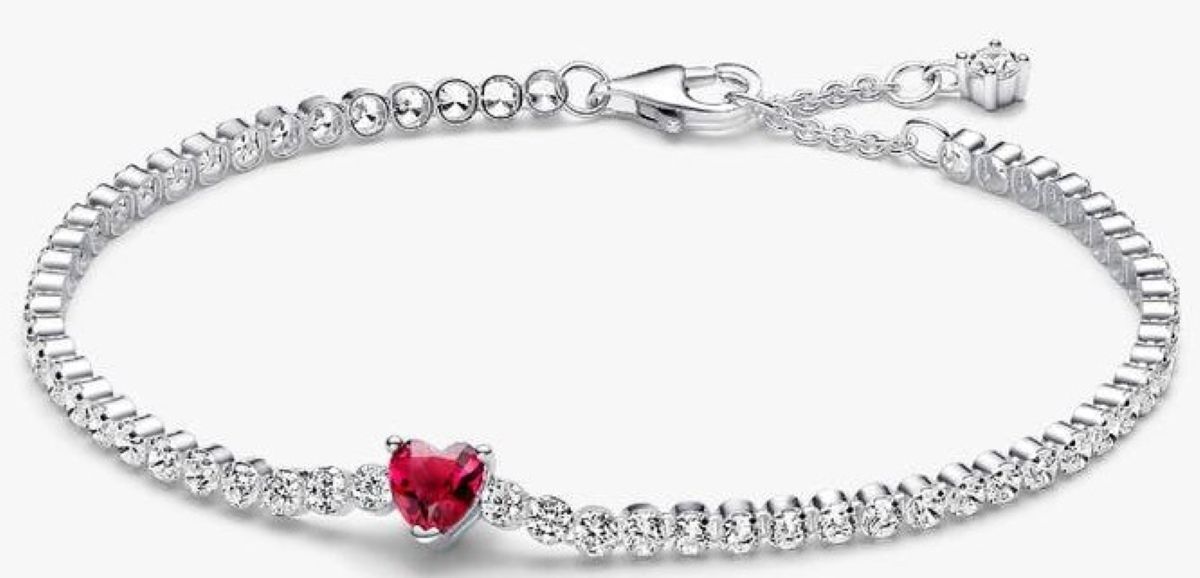 Pulsera de Tenis Corazón Brillante Rojo de Pandora