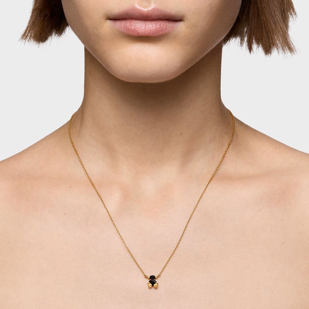 Collar corto motivo oso con baño de oro 18 kt sobre plata y ónix Color Bear de Tous