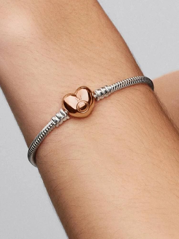 Pulsera Diseño Cadena de Serpiente y Corazón