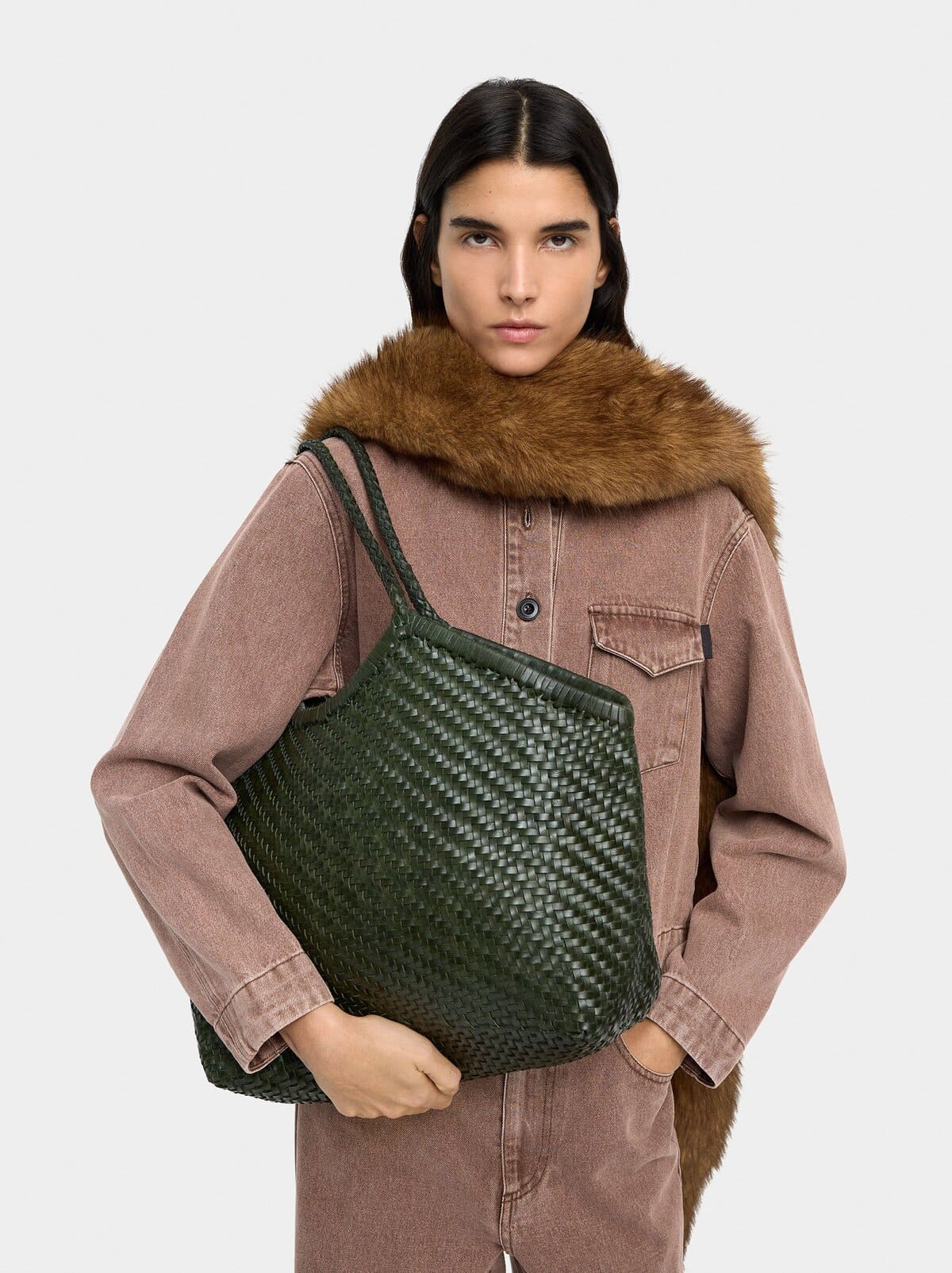 Bolso shopper de piel trenzada