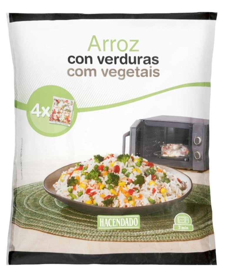 Arroz con verduras para microondas Hacendado ultracongelado