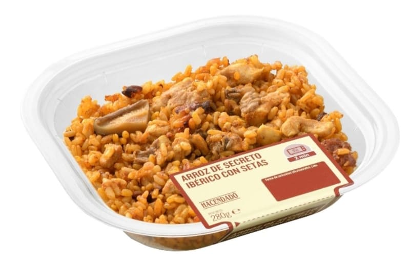 Arroz de secreto ibérico con setas Hacendado