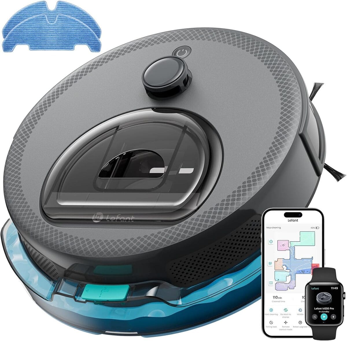 Robot aspirador y friegasuelos con mapeo 3 en 1, LEFANT M330 Pro