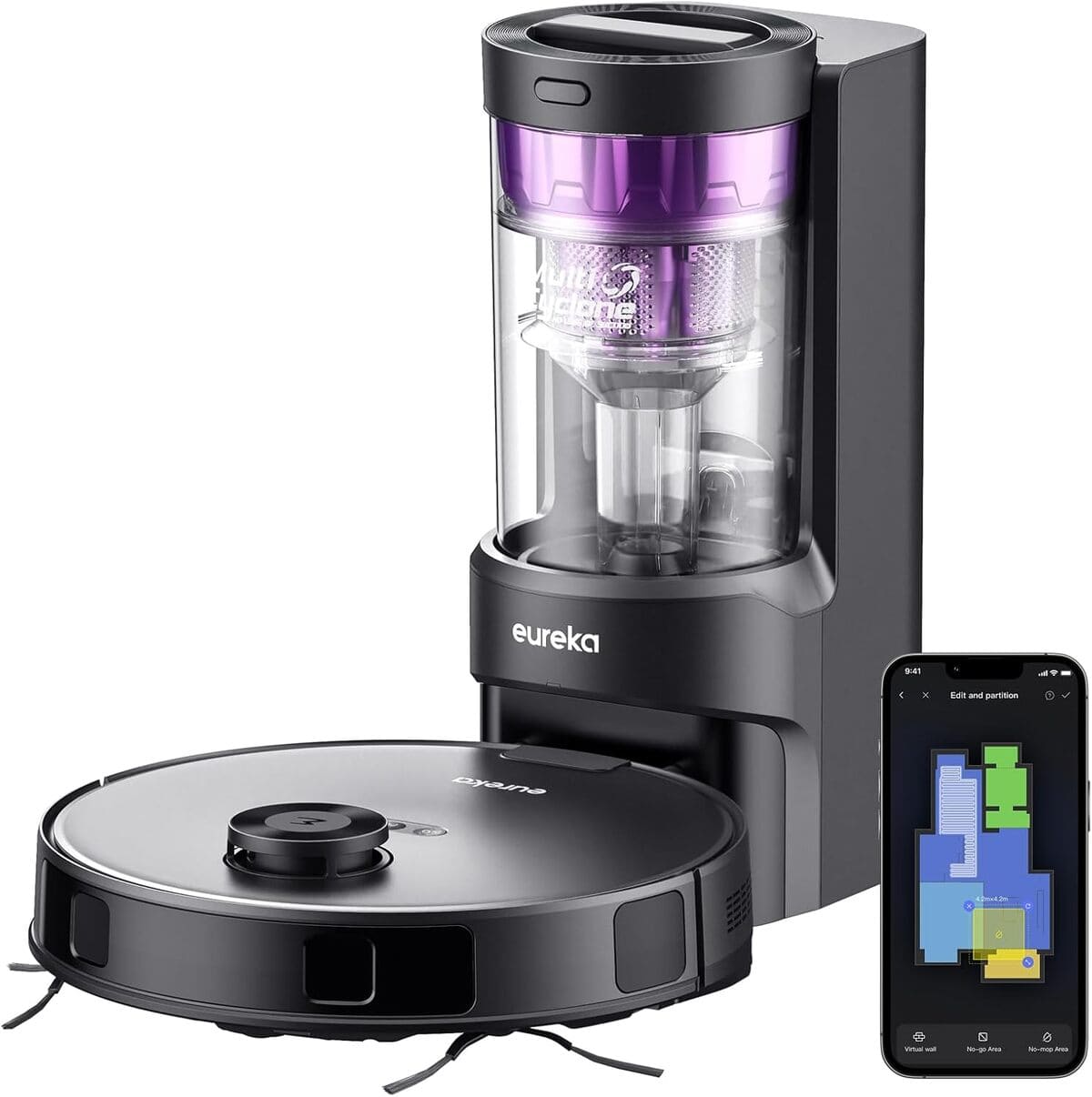 Robot aspirador y friegasuelos con vaciado automático de polvo, Eureka NERE10s