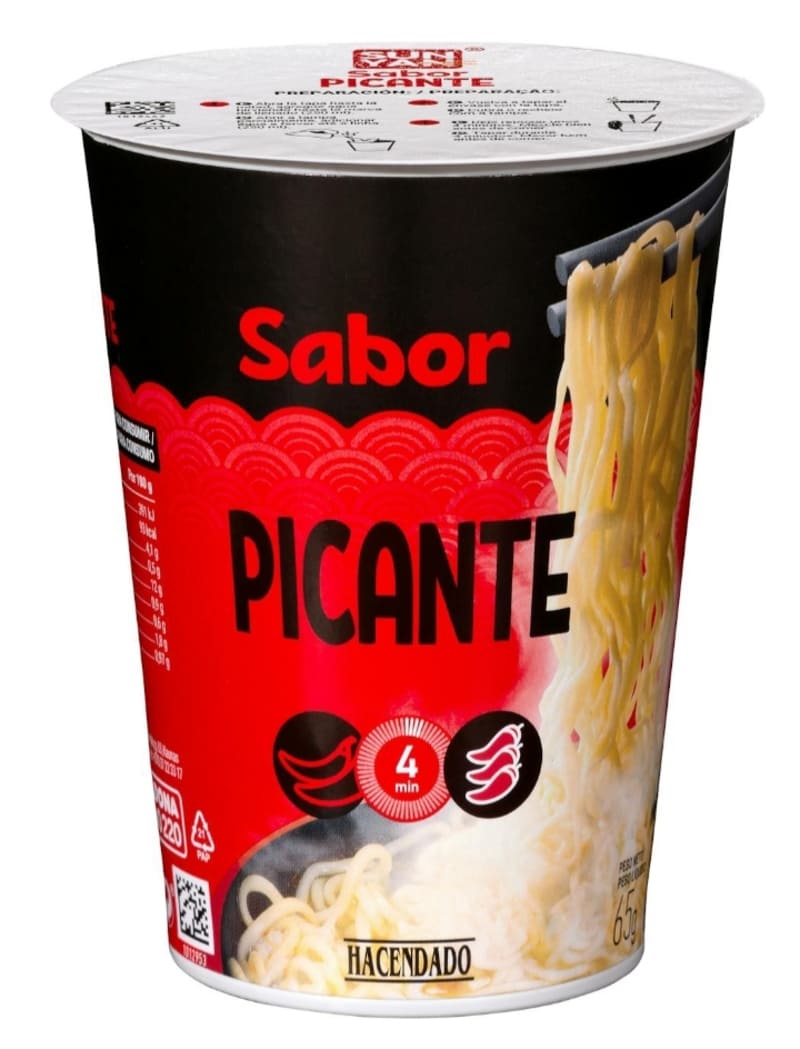 Fideos orientales sabor picante Hacendado
