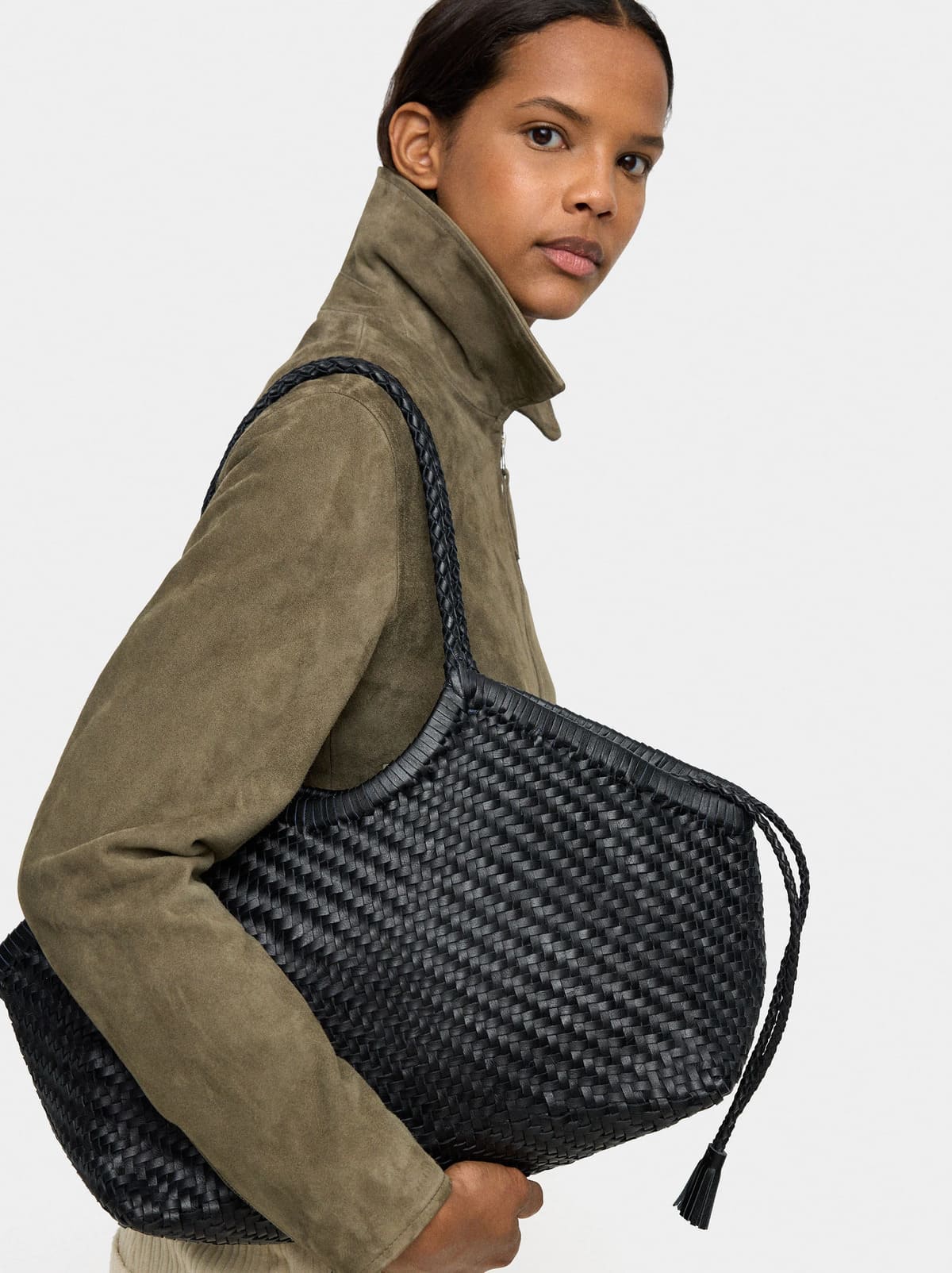 Bolso shopper de piel trenzada