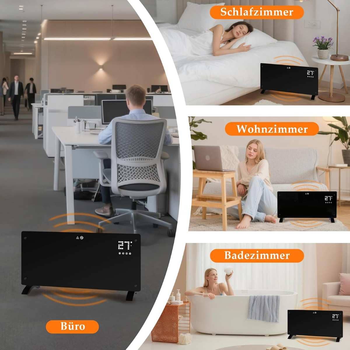 Calentador eléctrico convector de bajo consumo Nettlife de 2000 W en Leroy Merlin