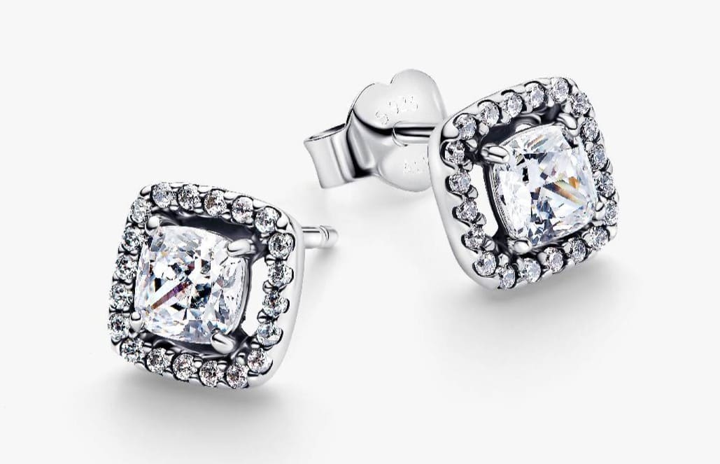 Conjunto de regalo collar y pendientes halo cuadrado de Pandora