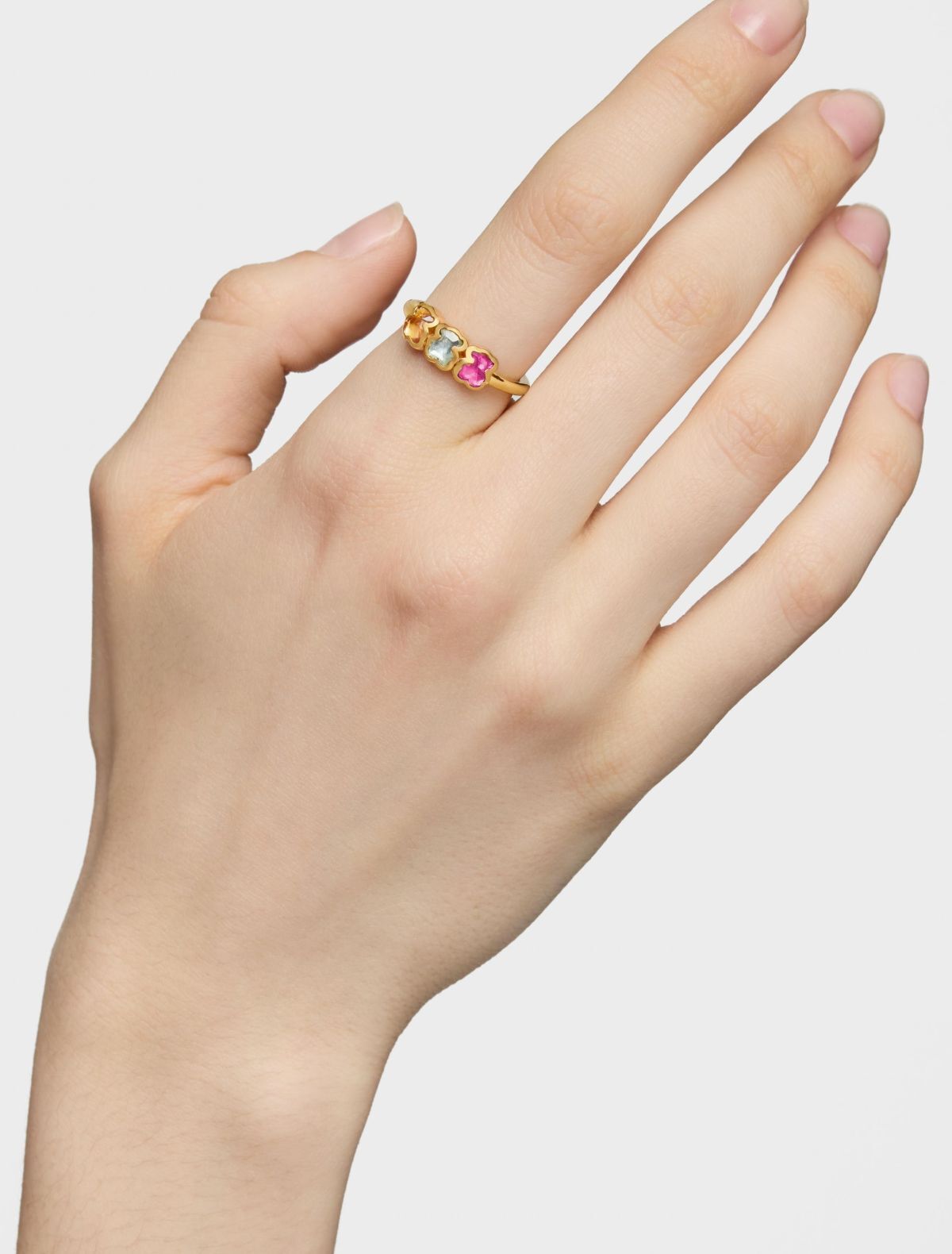 Anillo con baño de oro 18 kt sobre plata y gemas creadas en laboratorio Icon Color LGG de Tous