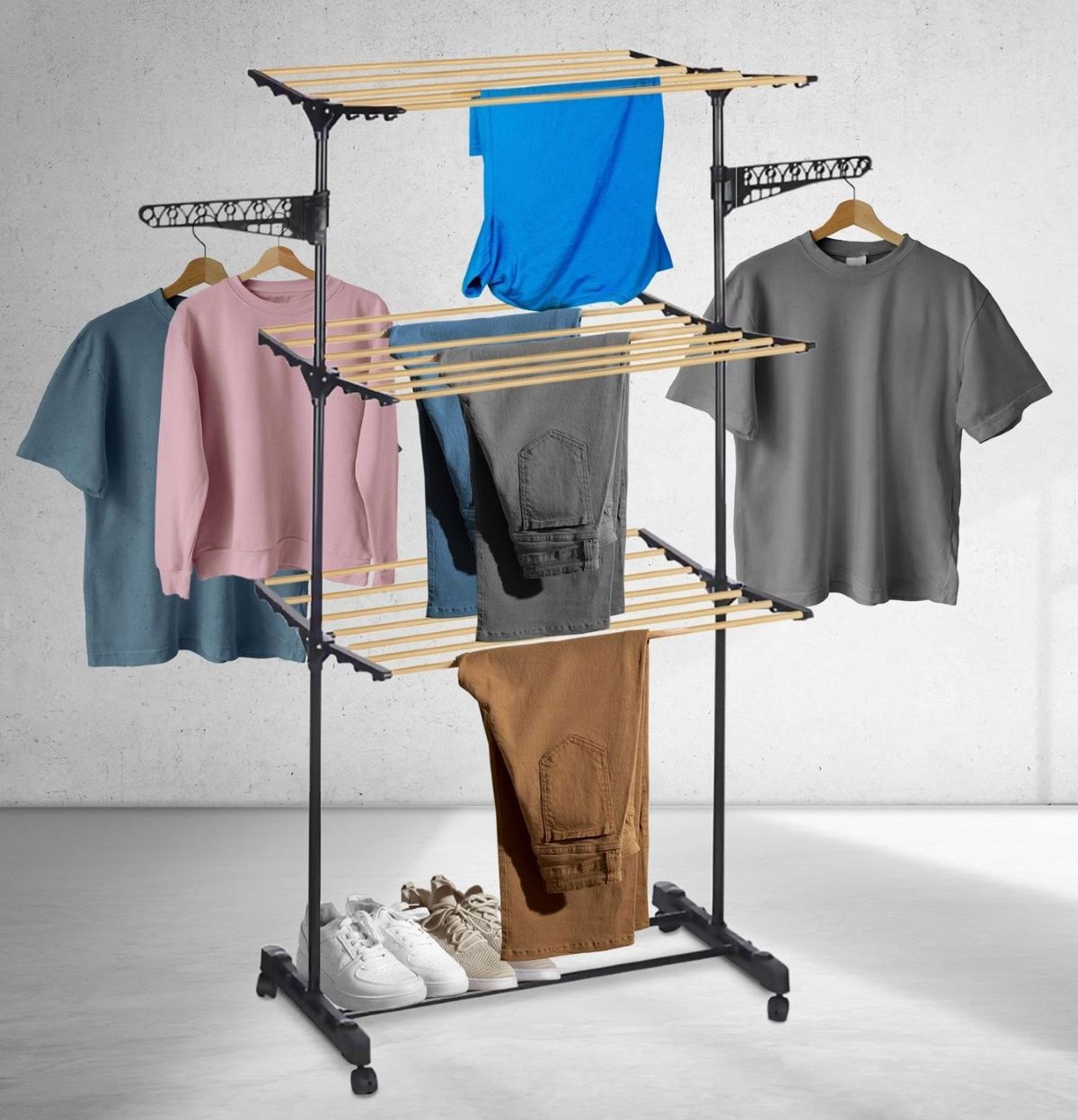 Tendedero plegable con ruedas y 3 alturas de Carrefour