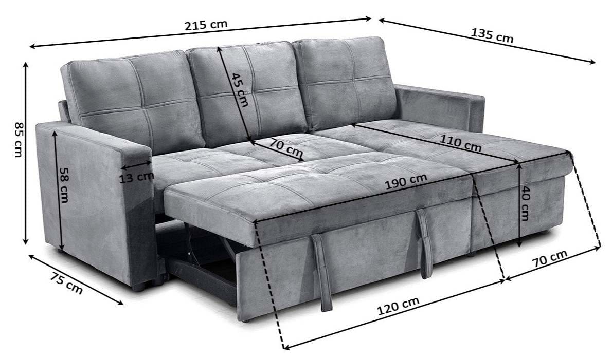 Sofá cama Chaise Longue Pau 215cm Negro en Leroy Merlin