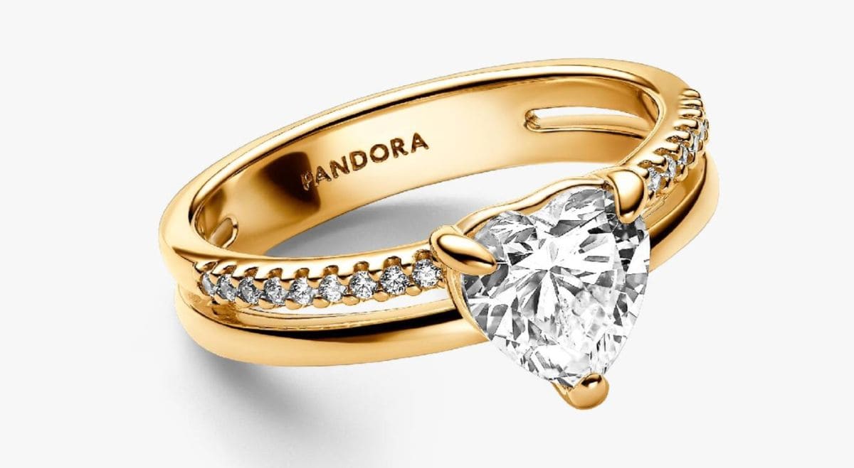 Anillo Corazón Doble Alianza de Pandora