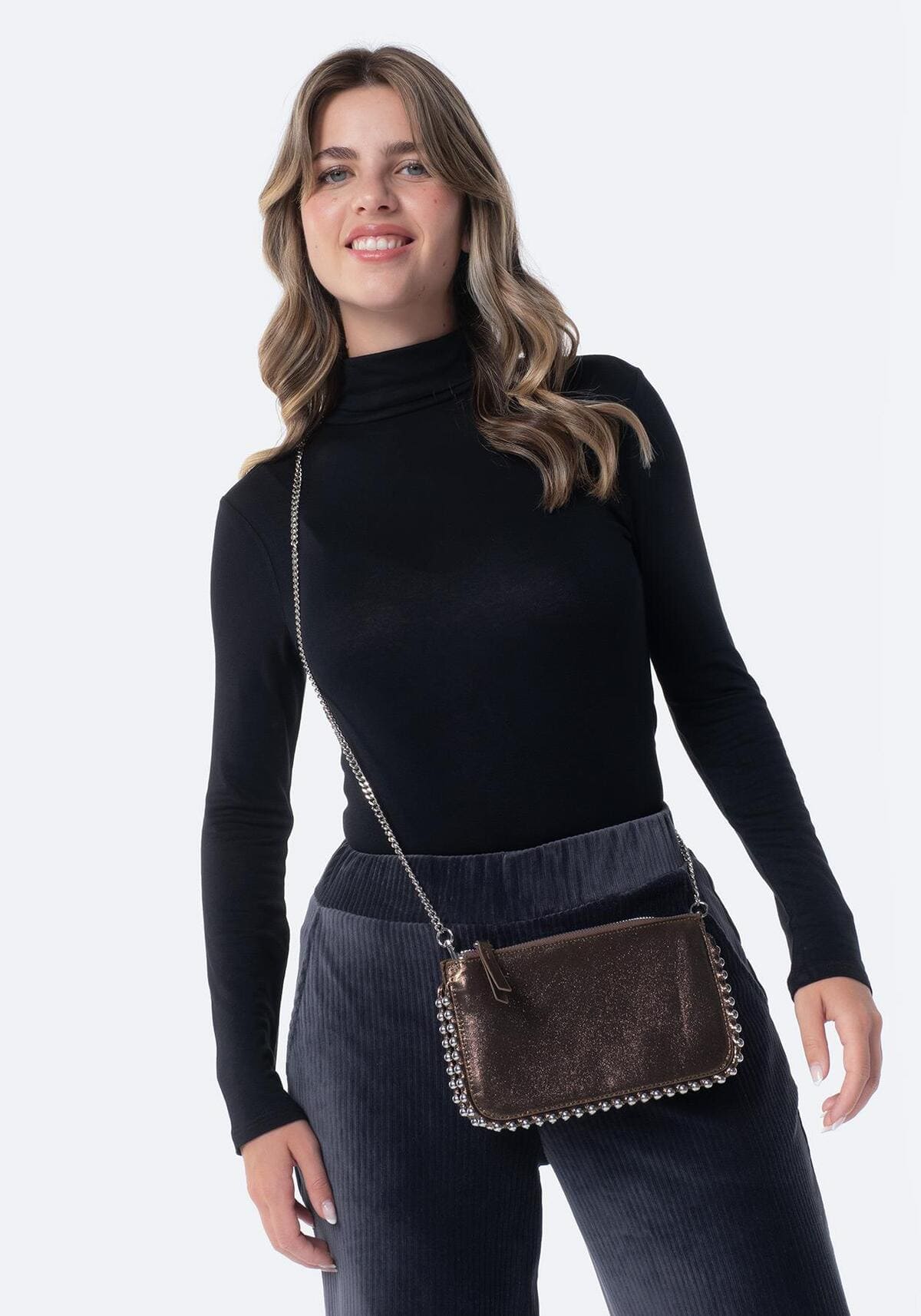 Bolso mini con bolitas metálicas, TEX