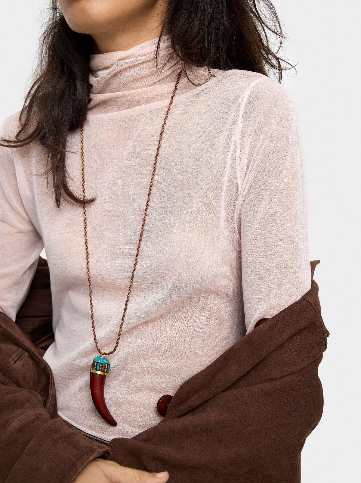 Collar largo de colgante étnico