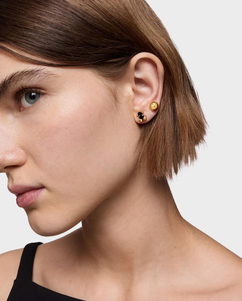 Pendientes Color Bear de oso bañados en oro 18 kt sobre plata con ónix 23 mm