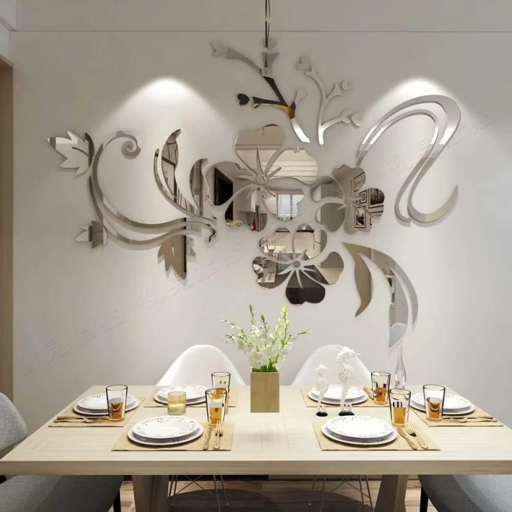 Pegatinas de vid de rosa con espejo acrílico 3D