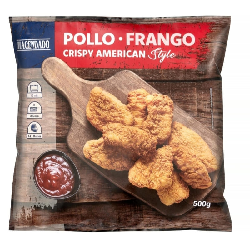 Pollo marinado rebozado Crispy American Style Hacendado ultracongelado
