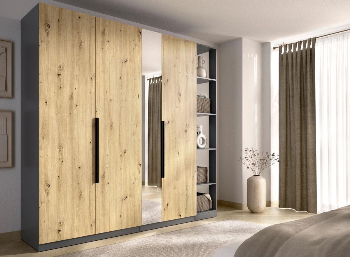 Armario Five Roble Nudo y espejo con estantería de Leroy Merlin