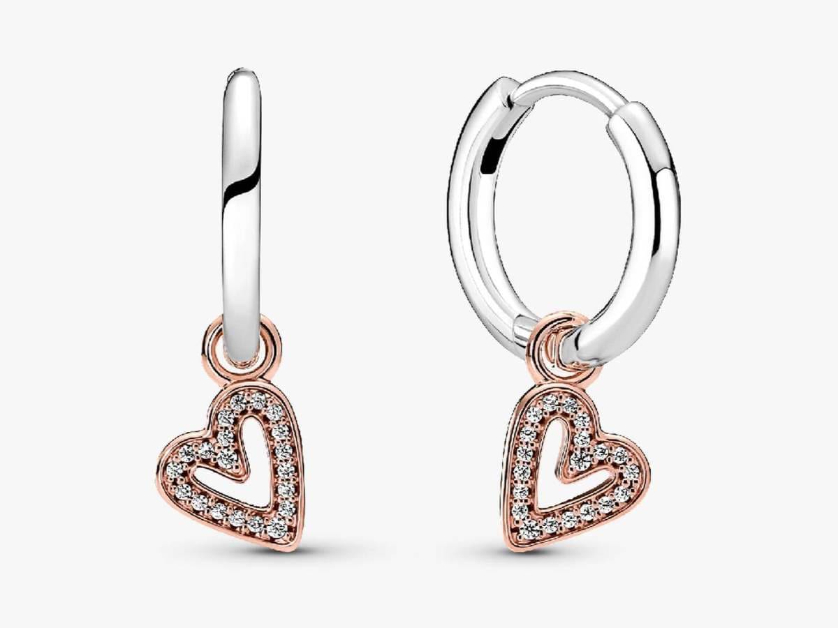 Pendientes de Aro Corazón A Mano Alzada Brillante de Pandora